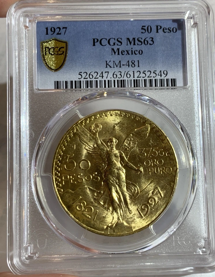 1927 MEXICO 50 PESOS GOLD COIN PCGS MS63 - Image 2 of 4