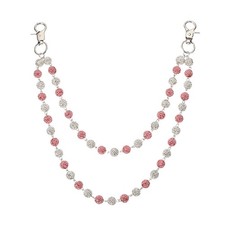 Alloy Bag Chain Strap, Rhinestone Purse Chains Extender Charm, Pink and Silver