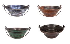 Lavello a secchiello con vaso rotondo in rame rustico 15" patina a scelta