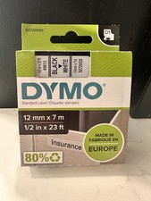 DYMO D1 Label Tape 12mm x 7m Black on White