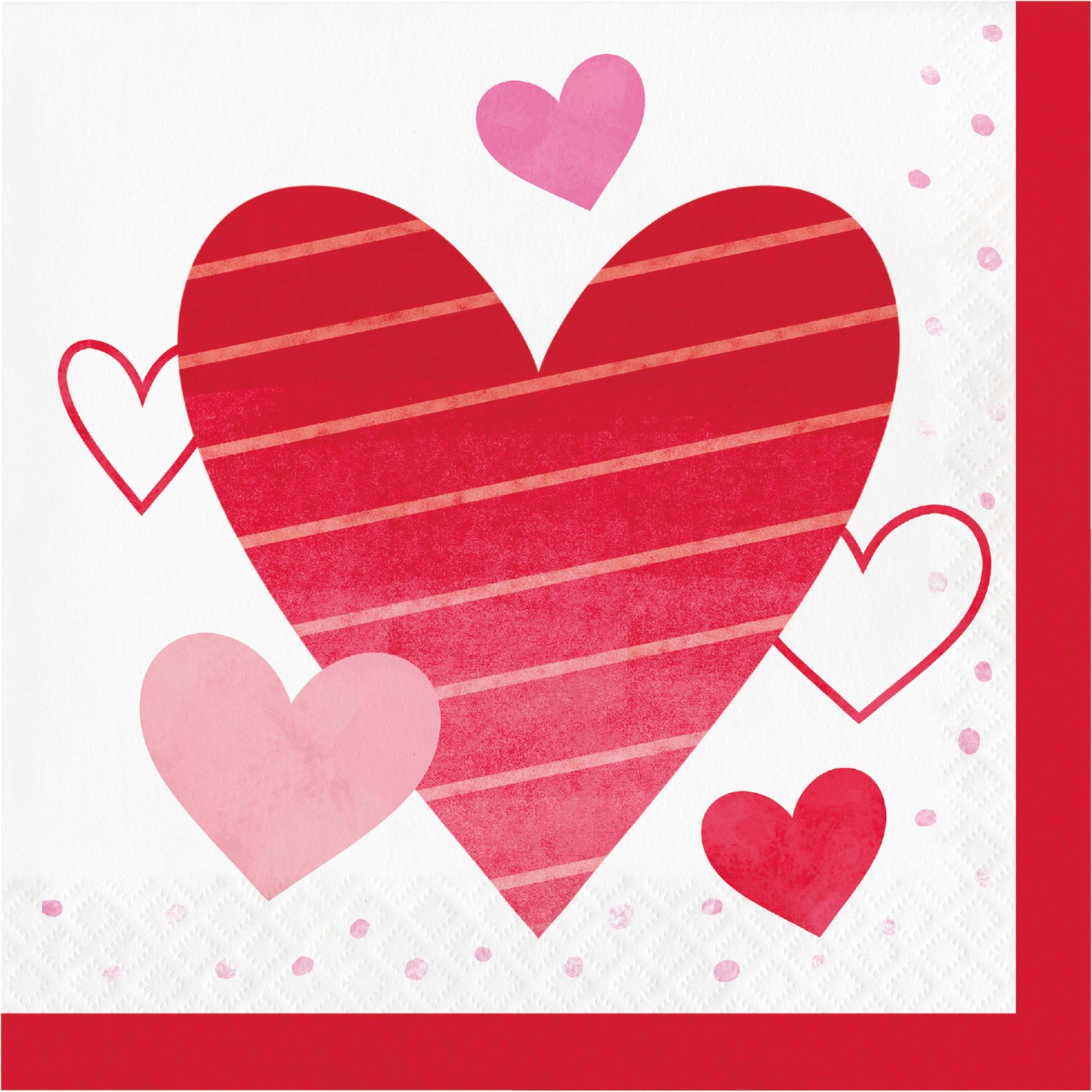 Valentines Heart Napkins Red Pink Heart Party Paper Serviettes Pack of 16