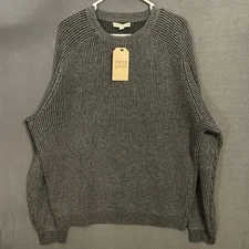 Frye And Co Ribbed Knit Sweater Gray Long Sleeve Pullover XXL 2XL Outdoor NWT
