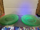 Set of 5 Vintage Green Depression Uranium Dimpled Plates