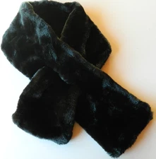 Accessories Faux Fur Neck Wrap Scarf Womens Pull Thru Black Soft One Size 42"x6"