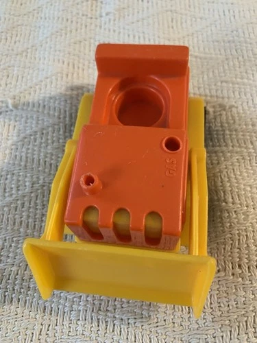 Vintage Fisher-Price Little People Orange Yellow Bulldozer Construction Set 2352