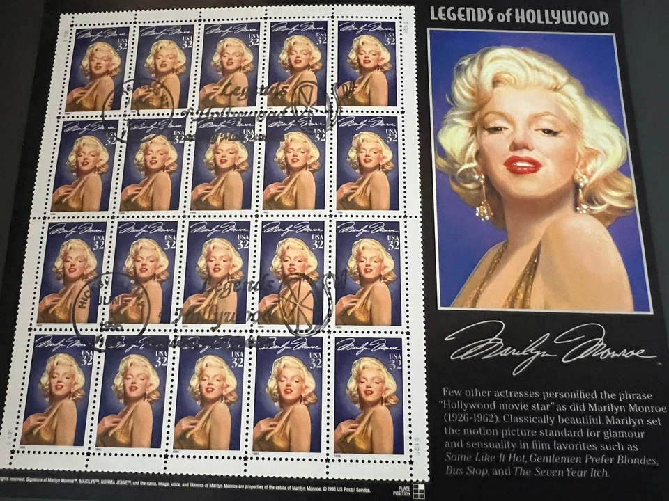 Marilyn Monroe Universal Studios June 1st 1995 1st Day Issue Stamps, Certificate - Image 3 of 4