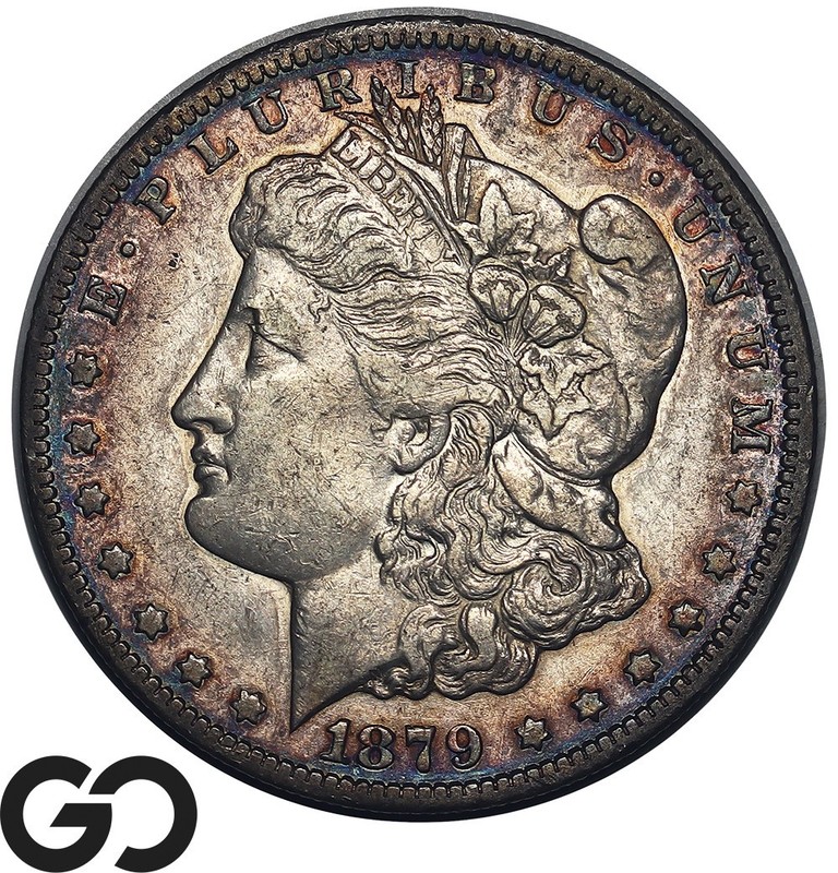 1879-CC Morgan Silver Dollar, Beautiful Album Toner, Scarce Choice AU Key Date!
