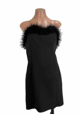 Morgan & Co Womens Size XL Black Cocktail Party Dress Short Lined Stretch FUR