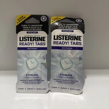 Listerine Ready! Tabs Whitening Polar Mint Flavor Tablets 8 Tablets - Lot Of TWO