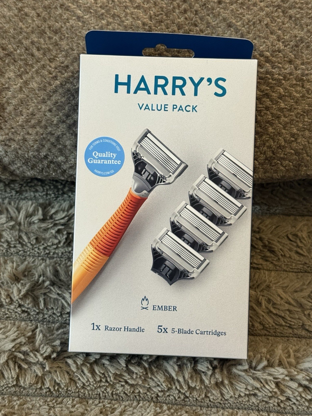 HARRY'S RAZOR HANDLE + 5 X 5-BLADE CARTRIDGES (EMBER HANDLE) FREE SHIPPING