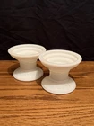 Vintage Old 2pc White Milk Glass Candlestick Holder Set With Pedestal Bottom