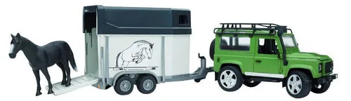 Bruder Land Rover Defender Horse Trailer & Horse 1:16