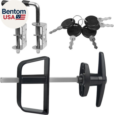 Shed Door Latch Kit with 5-1/2'' Stem T-Handle Lock, 5 Keys and 2 Packs Spring Lo