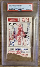 1970 WORLD SERIES GAME 5 TICKET ORIOLES WIN 2ND TITLE MVP-BROOKS ROBINSON PSA 4