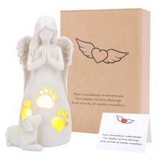 BEARAE Dog Memorial Gift, Pet Loss Sympathy Candle Holder, Puppy Angel Figurine