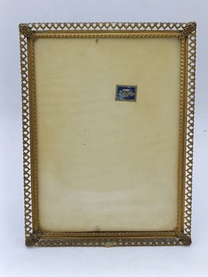 Cadre photo vintage métal doré ajouré Made in Portugal 25x19 cm style Hollywood - Photo 1/4