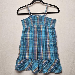 The Childrens Place Dress Girls 6X 7 Plaid Smocked Sundress Sleeveless Summer Ca