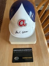 Hank Aaron Atlanta Braves signed mini baseball helmet with COA