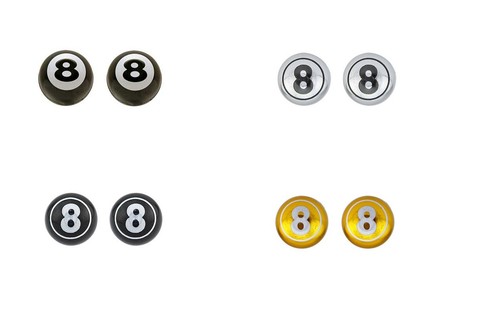 Par de Tapas de Válvula Schrader LUCKY-8 BALL Bicicleta Coches Camiones Nuevo - Imagen 1 de 5