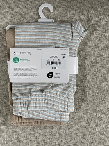 Old Navy Baby Unisex 2-Pack Leggings Pant Beige Stripe Size 6 Months - Imagen 2 de 2
