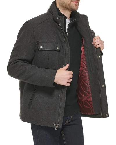 Cole Haan Signature Wool Melton Stand Collar Jacket Trucker Grey Men’s Size XL - Picture 4 of 14