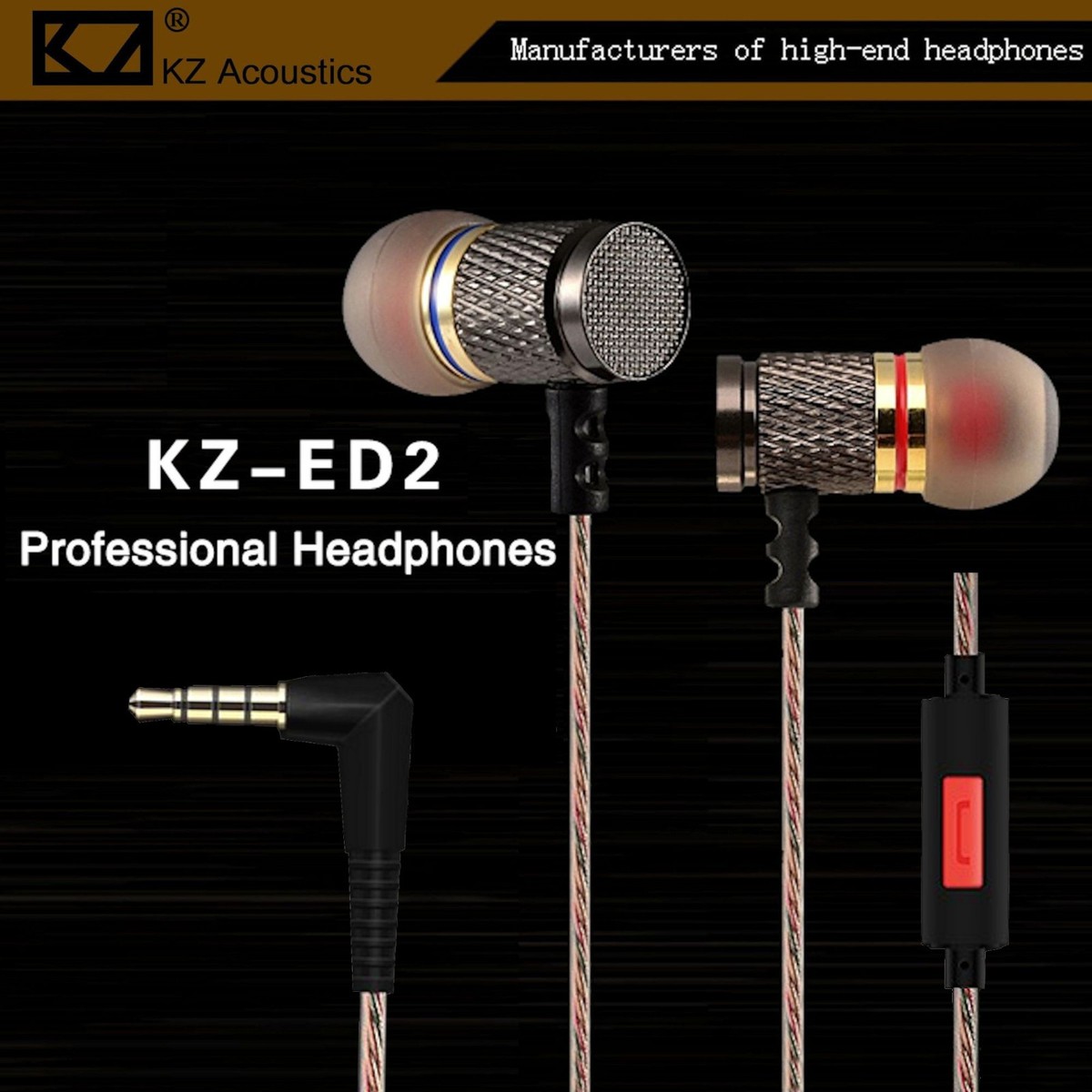 High-End Headset Kopfhörer KZ ED2 HS Professional Gunmetal In-Ear