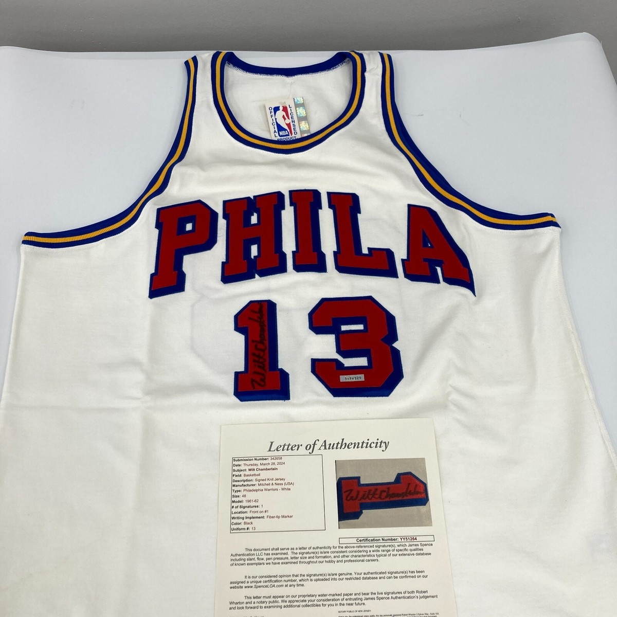 Wilt Chamberlain Signed Authentic 1961-62 Philadelphia Warriors