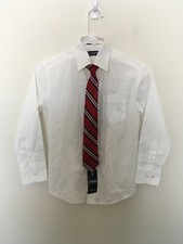 Chaps Dress Apparel Boys 8 White Long Sleeve Button Down Dress Shirt & Tie Set