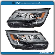 Headlights w/ LED DRL Chrome Housing Left+Right Side For 2016-2019 Ford Explorer