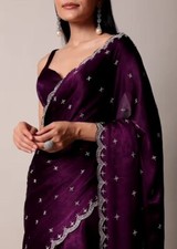 Wine Elegant Blooming Rangoli Silk Saree with Sequins Embroidery Work