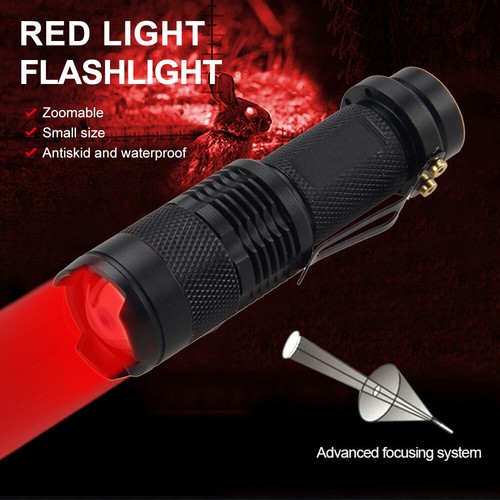 2Pack Mini Red Light LED Flashlight Zoomable 3Modes Astronomy Night Vision Torch - Picture 4 of 11