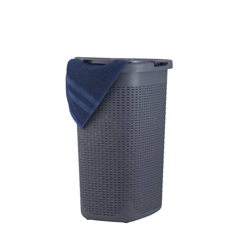 Large Grey Wicker Laundry Hamper with Lid 17.5x13.5x24.5 Inches Rectangle Design for Superior Organization-image