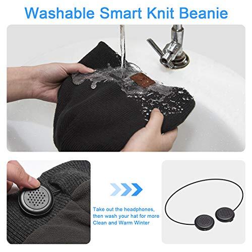 Bluetooth, MUSICHAT Bluetooth V5.0 Wireless Knitted Winter hat Charcoal - Picture 6 of 8