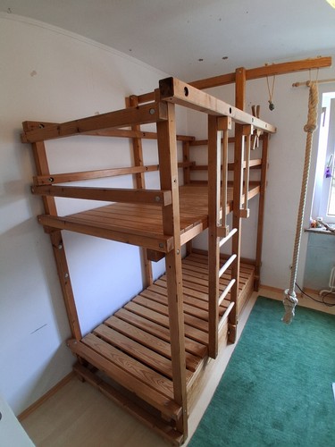 Etagenbett, Hochbett, Kinderbett, mitwachsend für 2 Kinder. Massivholz. Kiefer,. - Bild 3 von 18