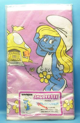 Schlumpf Smurfette Paper Tablecover Tischdecke Papier 88 inch W.Berrie MiB OVP
