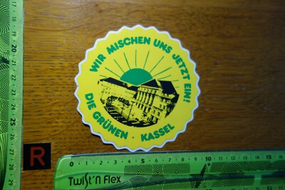 Alter Aufkleber Politik Partei DIE GRÜNEN Stadt Kassel Wir mischen uns jetzt ein
