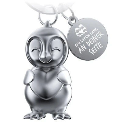 FABACH Pinguin Schlüsselanhänger "Frosty" mit Herz, Partnerin Liebe Geschenk mit Gravur