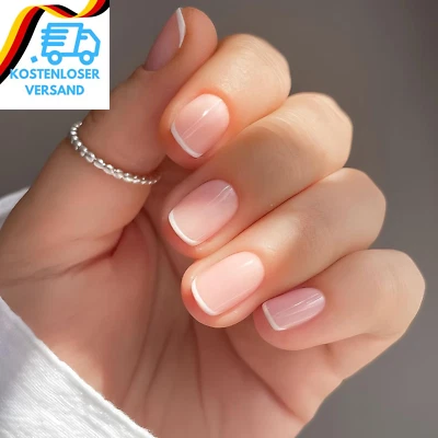 BETESSIN 24 Stück Press on Nails French Tips - Nägel Zum Aufkleben Kurz Eckig - Künstlich