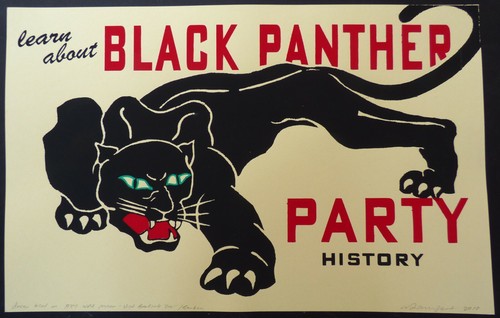 Negrita firmado Black Panther fiesta estampado mediante serigrafía Cartel  Negro vidas asunto última copia! | eBay