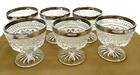 6 VINTAGE Anchor Hocking Wexford Champagne Tall Sherbet Silver Trim 3 5/8"