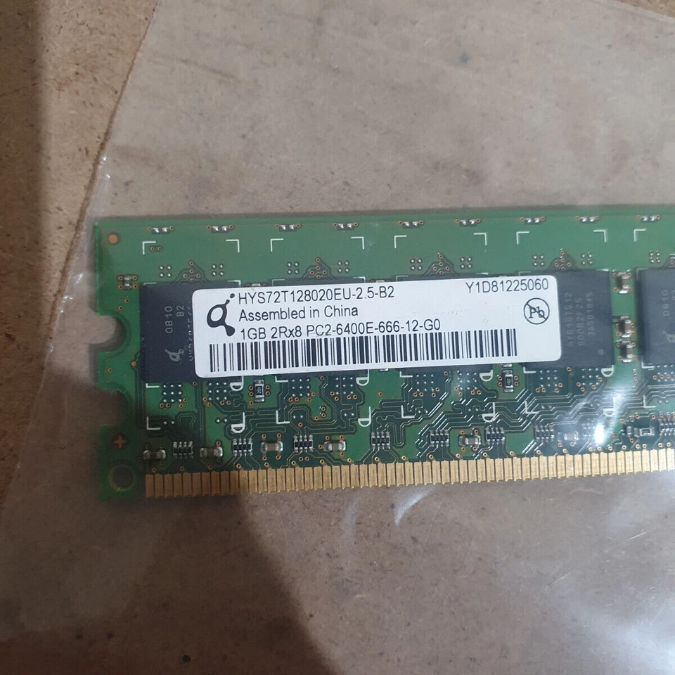 Qimonda HYS72T128020EU-2.5-B2 1GB 2Rx8 PC2-6400 DDR2-800 240-Pin DIMM ECC SDRAM - Image 2 of 4