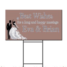 Wedding Marriage Congratulations Best Wishes Custom Plastic Yard Sign w/ Stakes
