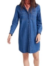 Madewell Puff Sleeve long sleeve button down denim shirt dress Size M