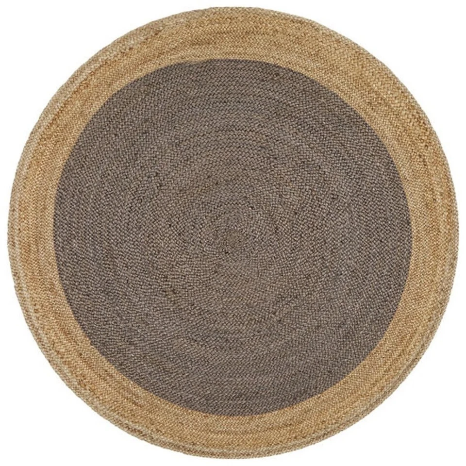 Hand Woven Jute Braided Area Rug Sisal Reversible Bedroom Round Mat 5x5 feet - Image 2 of 4
