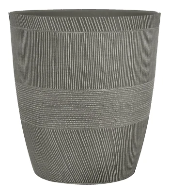 Large Round Grey Planter 29L Tall Plastic Indoor Garden Outdoor Patio Plant Pot