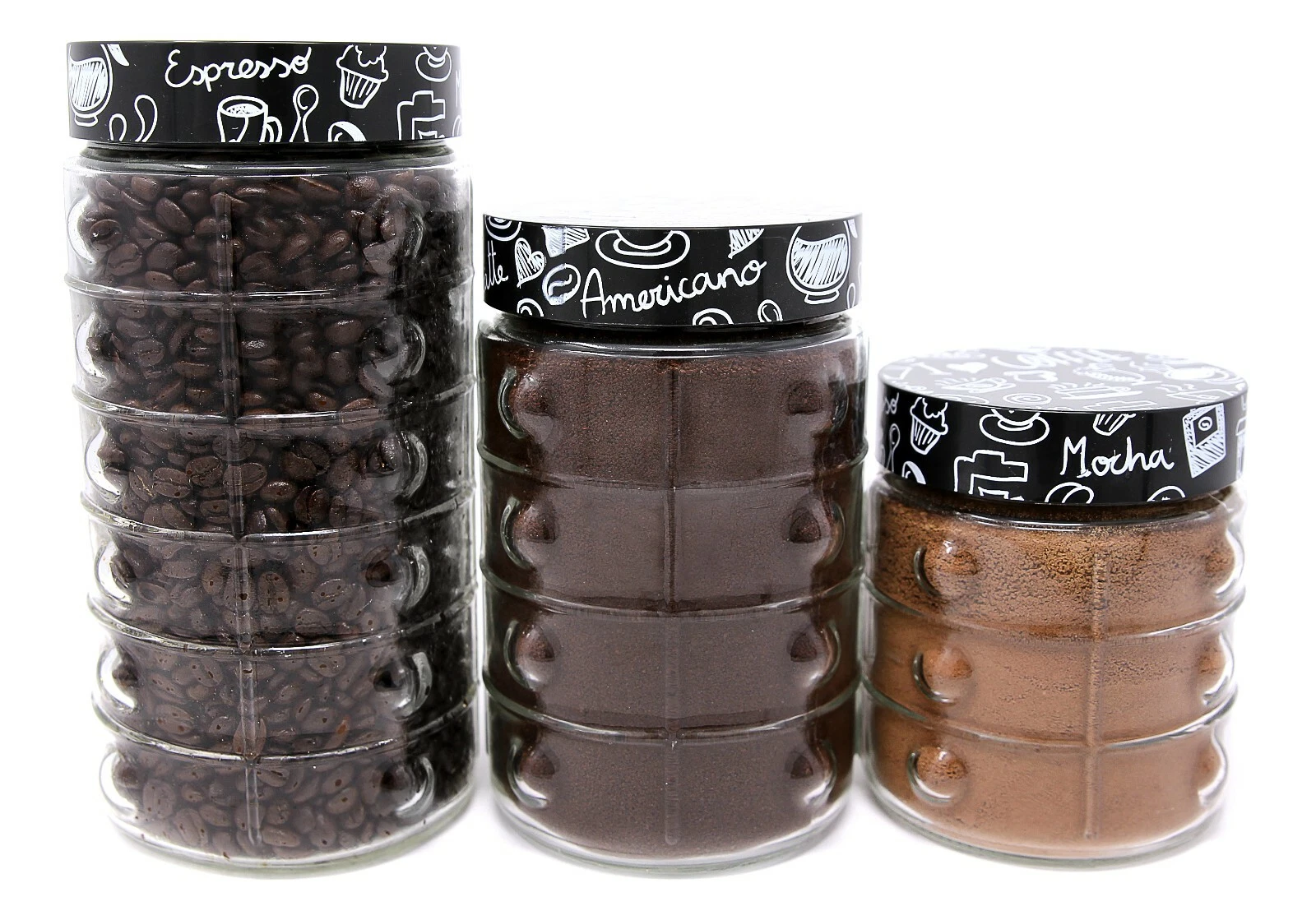 Glass Kitchen Containers - Glass 3 pc Set Storage Containers - Coffee Storage