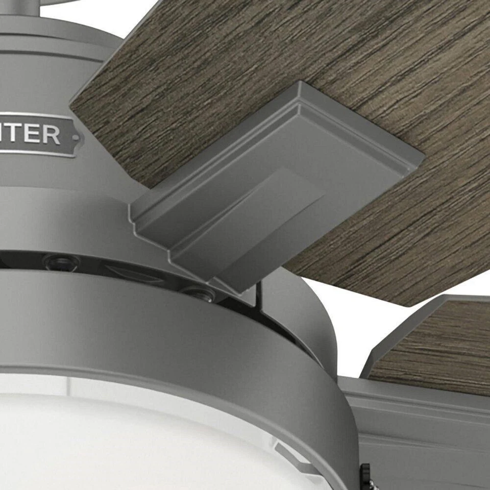 Hunter Fan 44 in Contemporary Matte Silver Ceiling Fan with Light and Pull Chain - Image 4 of 4