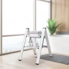 Lightweight 2 Step Folding Ladder, Large Scale, Load 135kg, Silver