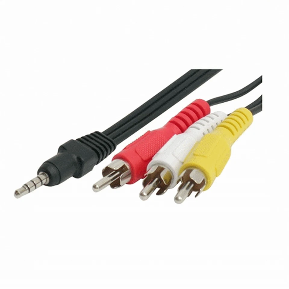 Adaptateur Audio 3,5 mm Mâle Jack vers 3x Mâle RCA Cinch Phono Câble Vidéo - Photo 1/1