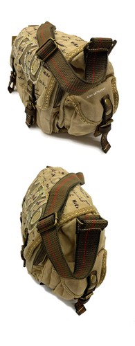 15x9 Khaki Canvas Messenger Bag School Laptop Messenger Uni Sex Crossbody Bag - Picture 9 of 11